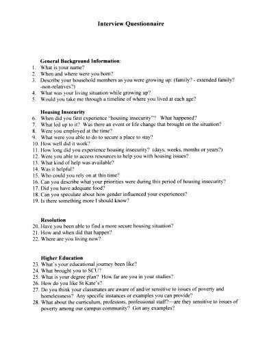 Interview Questionnaire Templates In Google Docs Pages Word Pdf