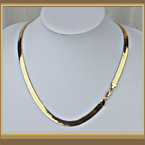 Extra Wide 10mm Herringbone 24k Gold Plated 19 Unisex Infinity Chain Necklace Necklaces