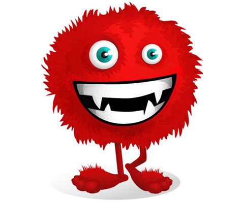 Red Fluffy Monster Vector Character Vector Characters