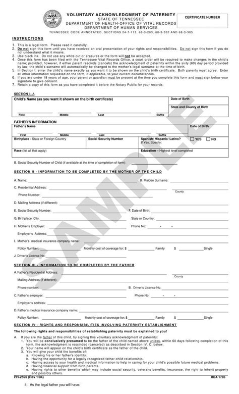 Acknowledge Of Paternity Form Fill Out Printable Pdf Forms Online