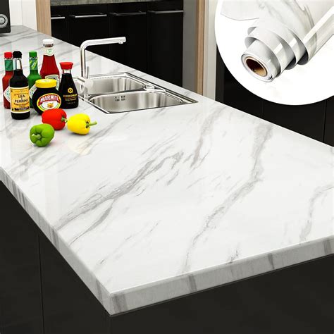 Yenhome X Inch White Marble Contact Paper For Countertops Waterproof Self Adhesive Marble