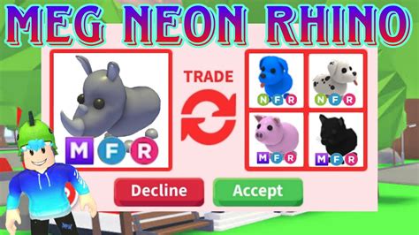 Trading Mega Neon Rhino In Adopt Me Youtube