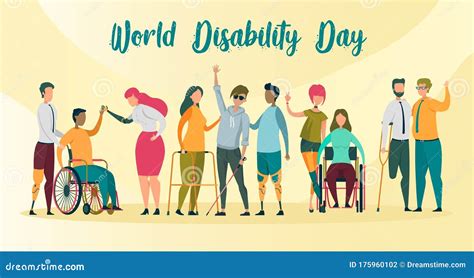 World Disability Day Banner Handicapped People Stock Vector