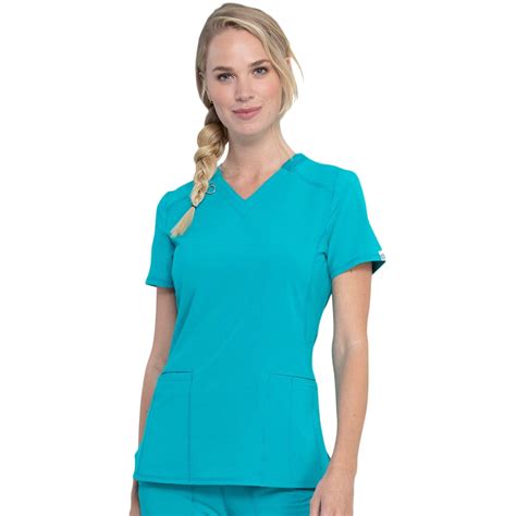 Cherokee Infinity Ck865a Scrubs Top Women Teal Blue — Medshop Singapore