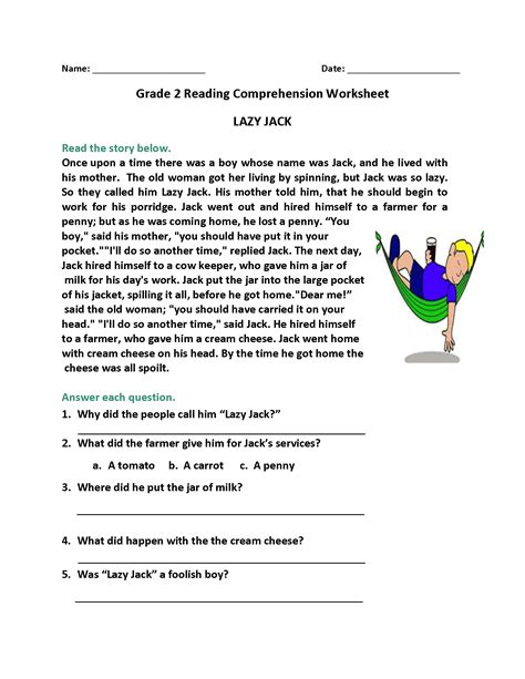 Free Printable Reading Comprehension Worksheets 2nd Grade