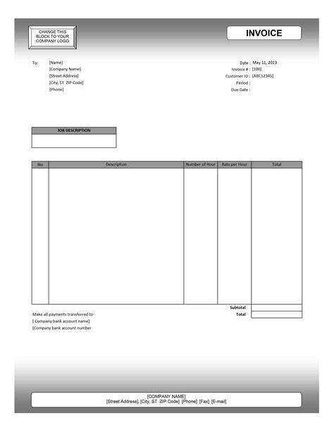Editable Invoice Template Excel Invoice Example