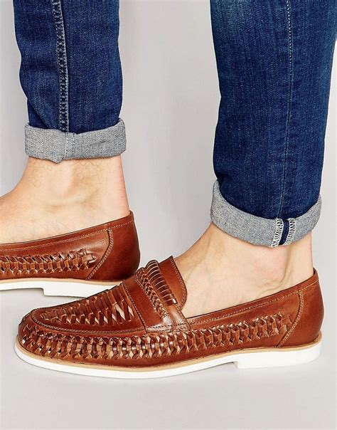 DUNE WOVEN LOAFERS IN BROWN LEATHER BROWN Dune Shoes Loafers Outfit Loafer Shoes Men S