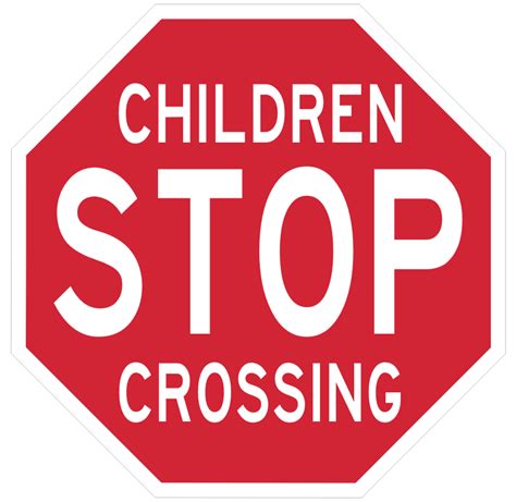 Stop Children Crossing Sign Octagonal Shape Aluminium Sign