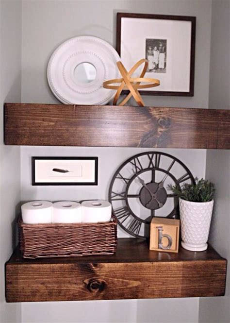 Get the best deals on bathroom shelves. Chunky oak shelves behind toilet for decorative touches ...
