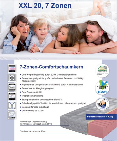 Für jeden matratzentyp geeignet feste matratze: Matratze XXL20 7-Zonen-Comfortschaumkern 22cm Hoch ...