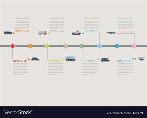 Transportation Infographic Timeline With Stepwise Vector Image