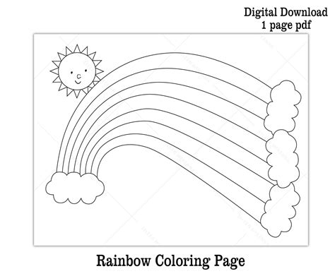 Rainbow Coloring Page Printable Rainbow Sun Kids Activity Fun Self