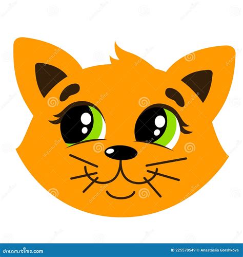 Ginger Cat With Green Eyes Muzzle Vector Stock Vector Illustration