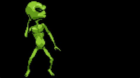 Pixelated Pixel Art Pixels 8 Bit Aliens Green Black Background