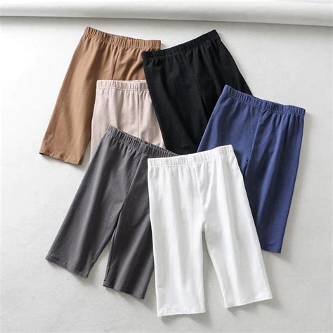 Pantalones Cortos De Algodón De Cintura Alta Para Mujer Shorts Ajustados De Color Puro Sexy