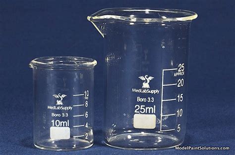 Small Glass Measuring Beakers 10ml And 25ml Model Paint Solutions
