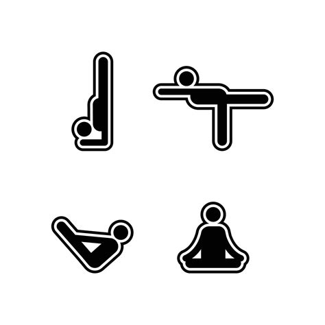 Yoga Characters Simple Stylized People Silhouettes Yoga Poses Handstand