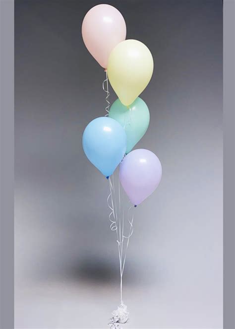 Inflated Mixed Pastel Colours Latex Helium Balloon Cluster