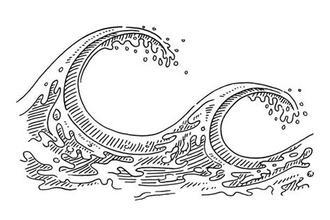 Clip Art Of Black White Ocean Wave Illustrations Royalty Free Vector