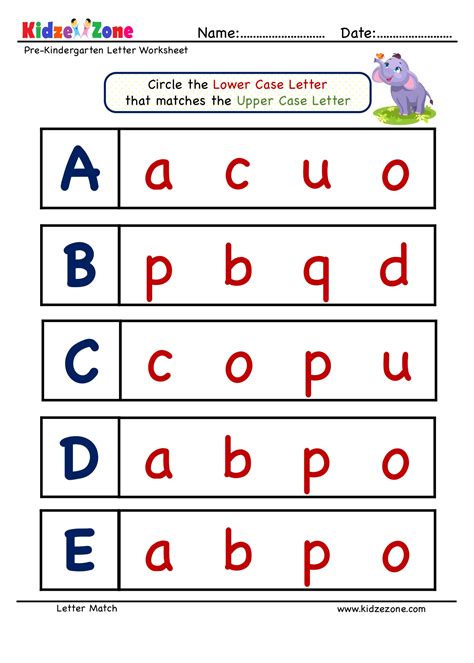 Kindergarten Worksheets Match Upper Case And Lower Case Letters 8 824