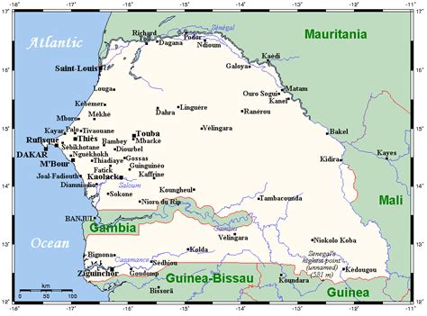 Senegal Mapa Mapy Senegalu Travelin