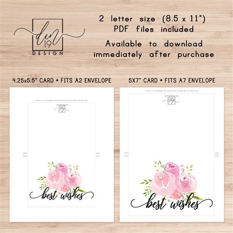 Best Wishes Floral Printable Card Instant Download Pdf Etsy