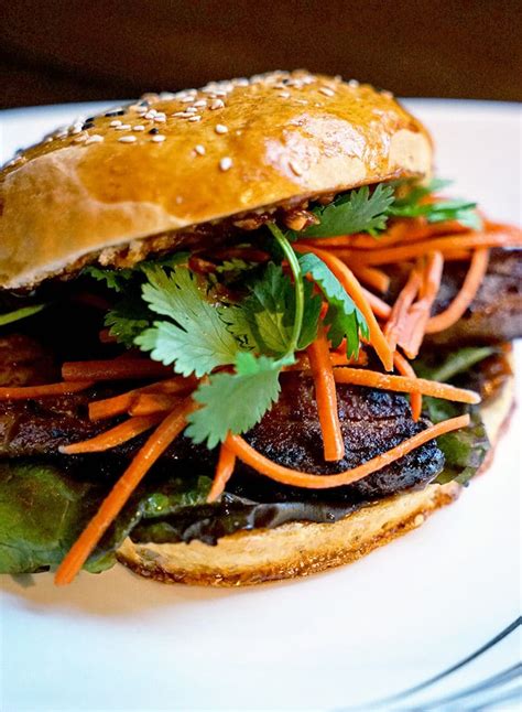 Asian Infused Pork Belly Sandwich With Steamed And Baked