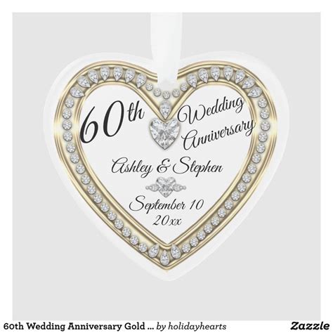 60th Wedding Anniversary Gold Diamonds Keepsake Ornament Zazzle Co Uk