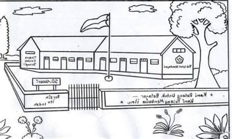 Sketsa Mewarnai Gambar Gedung Sekolah Tk Mewarnai Gambar Lingkungan