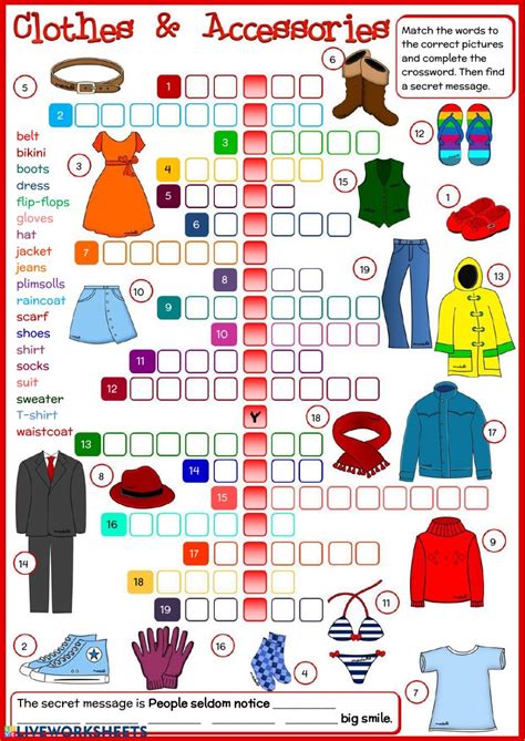 Clothes And Accessories The Clothes Worksheet Teaching English