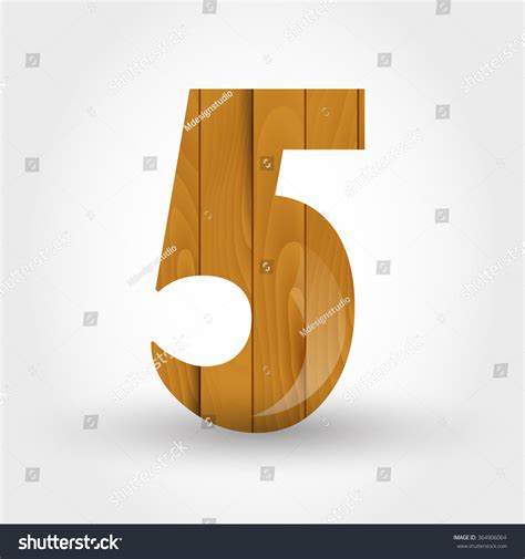 Wood Number 5 Concept Of Wood Alphabet Stock Vector Illustration