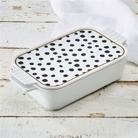 Wild Rectangular Porcelain Casserole Dish With Lid White And Black