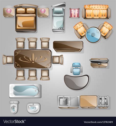 Interior Icons Top View Royalty Free Vector Image