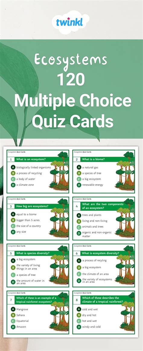 Ecosystems 120 Multiple Choice Quiz Cards Ecosystems Multiple