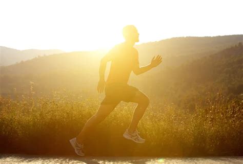 Man Running Outside With Sunset Stock Image Everypixel