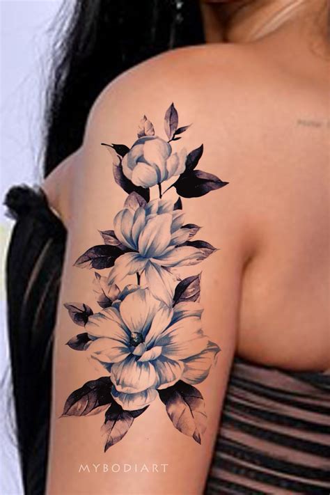 Gabriella Blue Floral Flower Temporary Tattoo Women S Tats Mybodiart