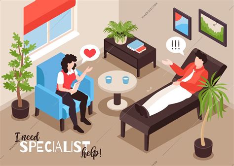 Isometric Psychologist Composition With Therapist Office Interior