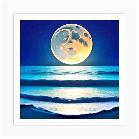 Full Moon Over The Ocean 53 Art Print By Mdsarts Fy