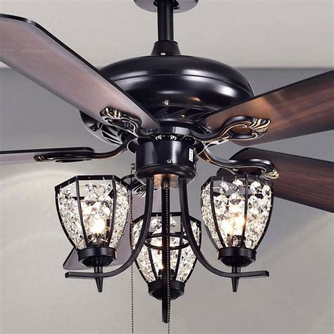 Browse our wide selection of crystal black ceiling lights. Mirabelle 3-light 5-blade 52-inch Black Metal and Crystal ...