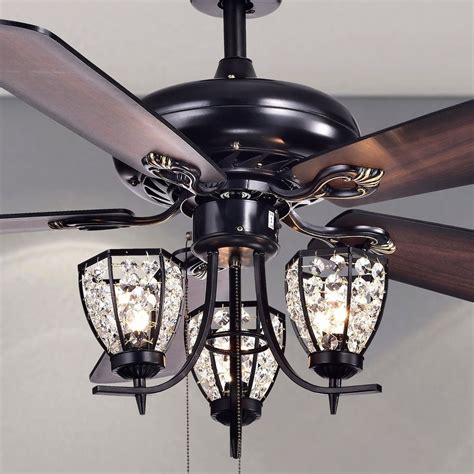 Install a ceiling fan with lights in your child's bedroom to add to almost any style of children's décor. Mirabelle 3-light 5-blade 52-inch Black Metal and Crystal ...
