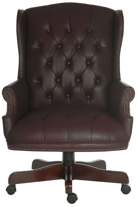 Chairman Traditional Swivel Leather Office Chair Burgundy