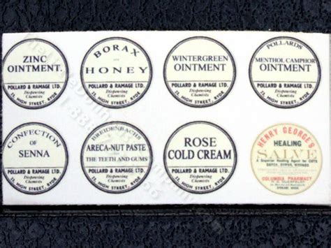 Miniaure Set Of Labels For Ointments And Creams For Dollhouses Mjd 368