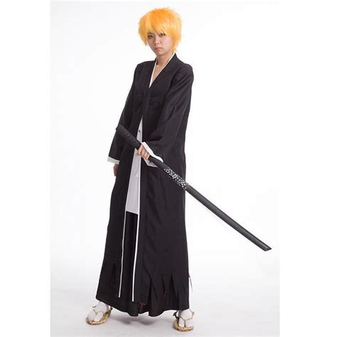 Anime Bleach Cosplay Costume Ichigo Kurosaki Bankai Kendo Suit