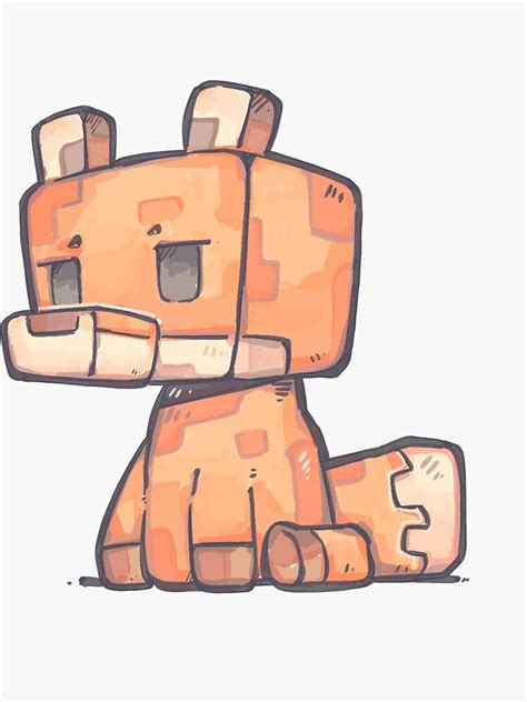 Minecraft Fox Artwork Sticker For Sale By Itzrens Redbubble