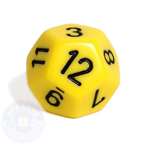 12 Sided Opaque Dice D12 Yellow Dice Game Depot