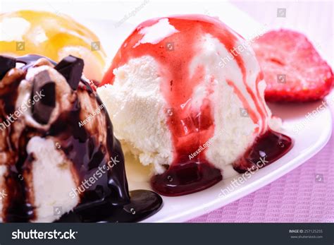Three Scoops Ice Cream Chocolate Vanilla Stock Photo Edit Now