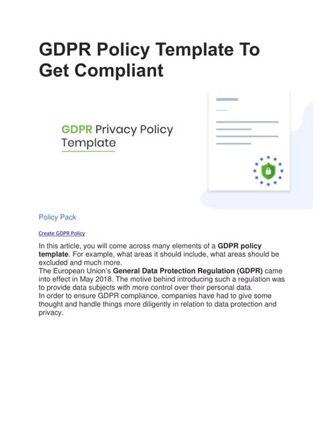 Ppt 12 Gdpr Policy Template To Get Compliant Powerpoint