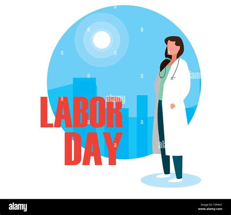 Labour Day Celebration With Doctor Female Vector Illustration Design