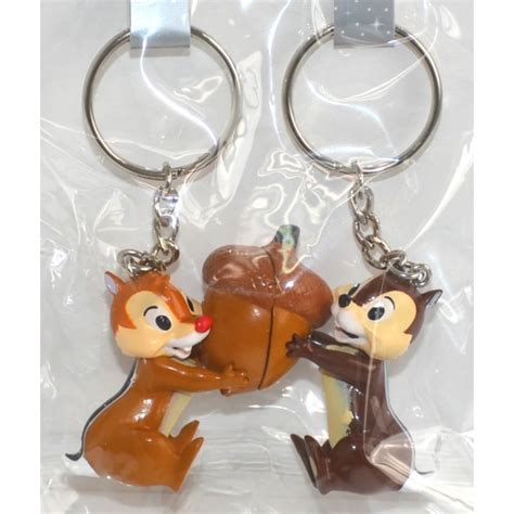 Disneyland Paris Chip And Dale Magnetic Connecting Keychains Key Ring