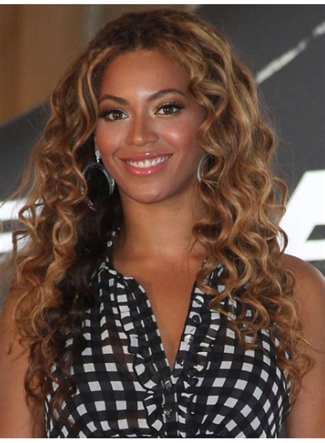 Beyonce Knowles Quietly Elegant Long Layered Curly Full Lace Human